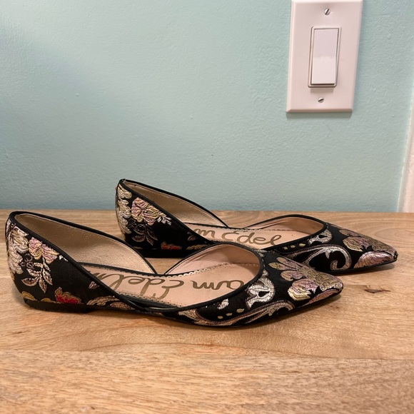 Sam Edelman Rodney Flats Black Venezia Metallic Jacquard Sz 7 - Picture 3 of 4